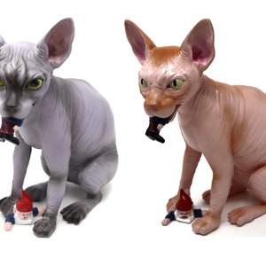 Wicked Sphynx Cat Statue Garden Figure Naked Cat figurine Cat Statue for office garden or home - 10"