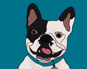 犬好きの方へのプレゼントに最適なカスタム犬の肖像画。デジタルで手描きされた特注の犬のイラストは、ご自宅の装飾に最適です。