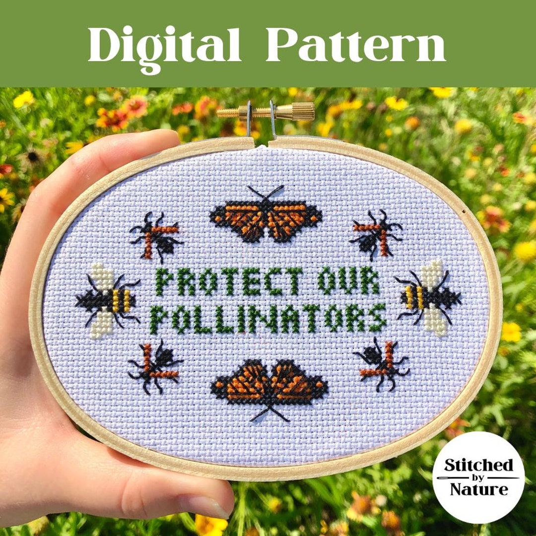 Pollinators Easy Cross Stitch Pattern | Protect Our Pollinators | Save ...