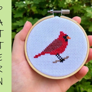 Pattern Cardinal Easy Cross Stitch | 3 inch | State Bird | Digital Pattern Download
