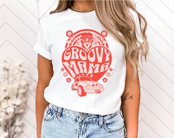 Groovy mama-shirt | Hippie mama shirt | Retro mama-shirt | Mam Grafisch T-shirt | mama grafisch overhemd | 70s shirt moeder