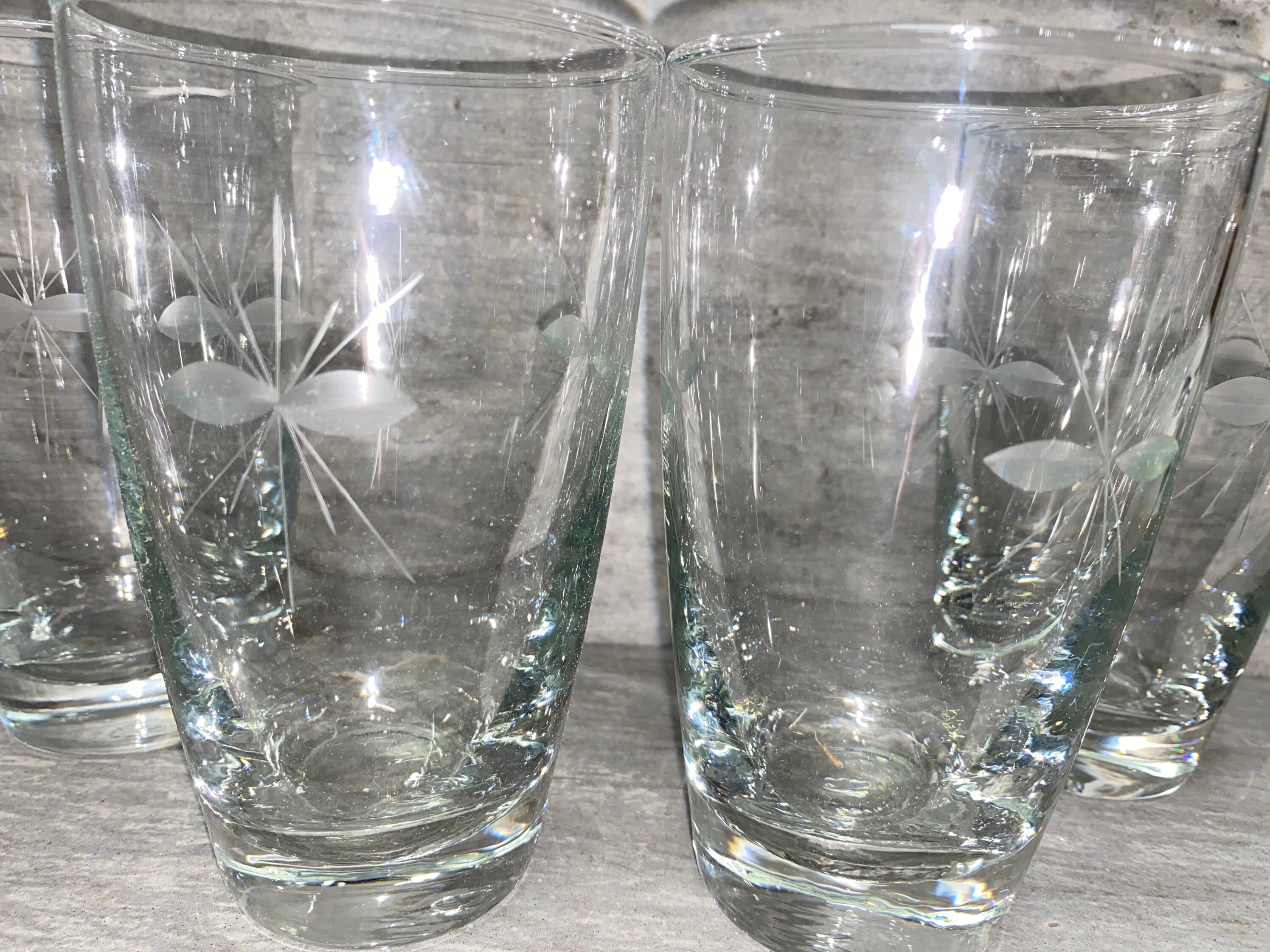 Set of 4 floral etched Libbey drinking glasses Etsy