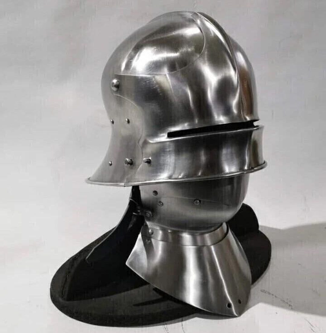 Casque Médiéval Sallet En Acier - Style Gothique Allemand, Pour LARP, Reconstitution, Taille Adulte - 3
