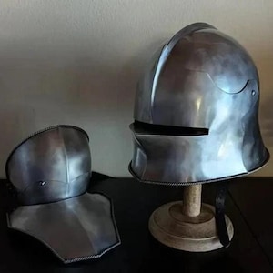 Medieval German Sallet Closed Face Steel Helmet | Steel Armor Helmet For Cosplay, LARP Costumes | Knight Armor Reenactment Helmet