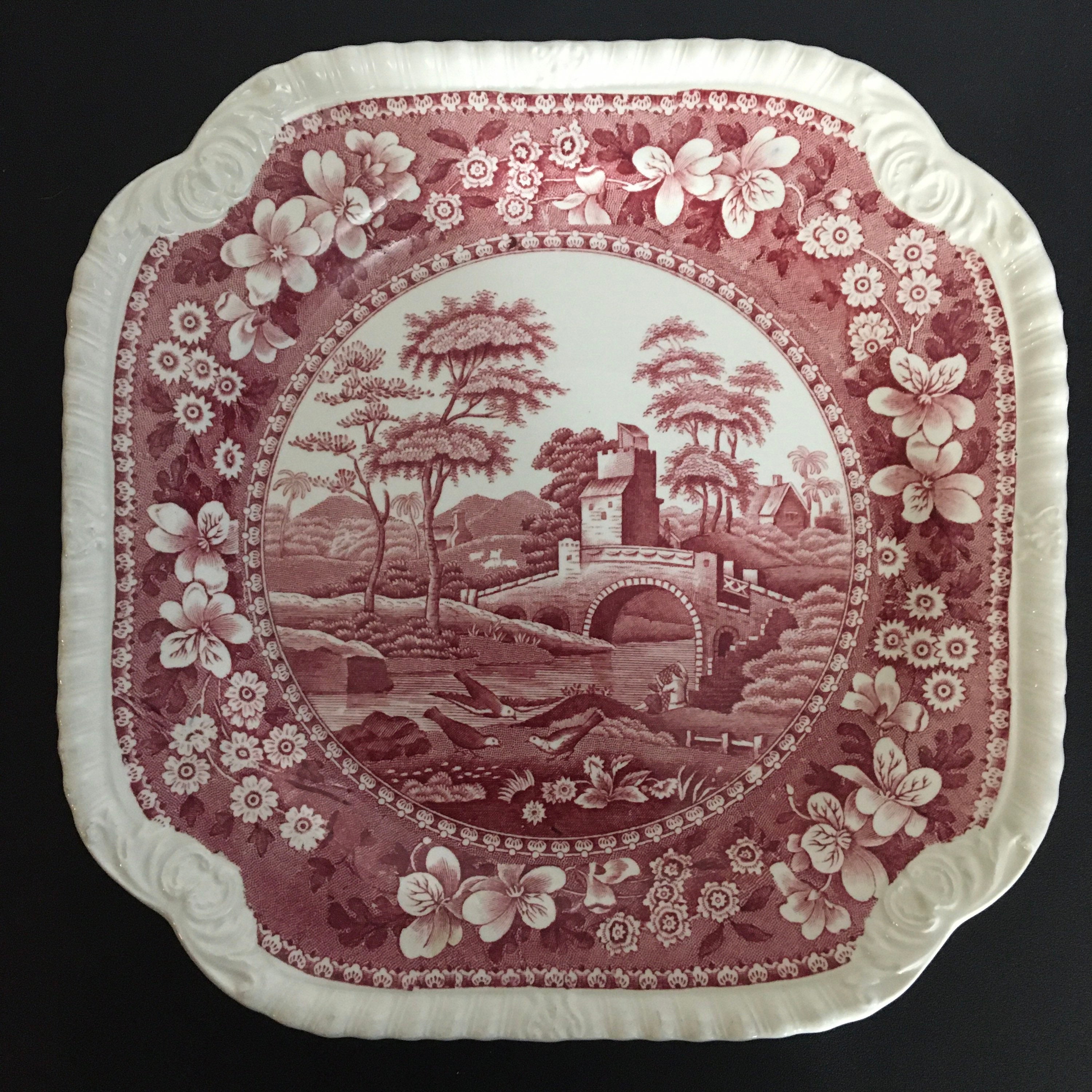 Vintage Copeland England Pink Spodes Tower Dinner / serving Etsy