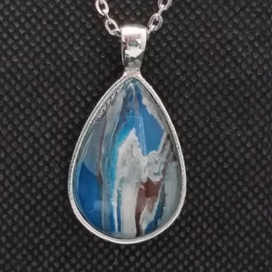 Teardrop Acrylic Dip Silver Necklace (Click for Assorted Styles)