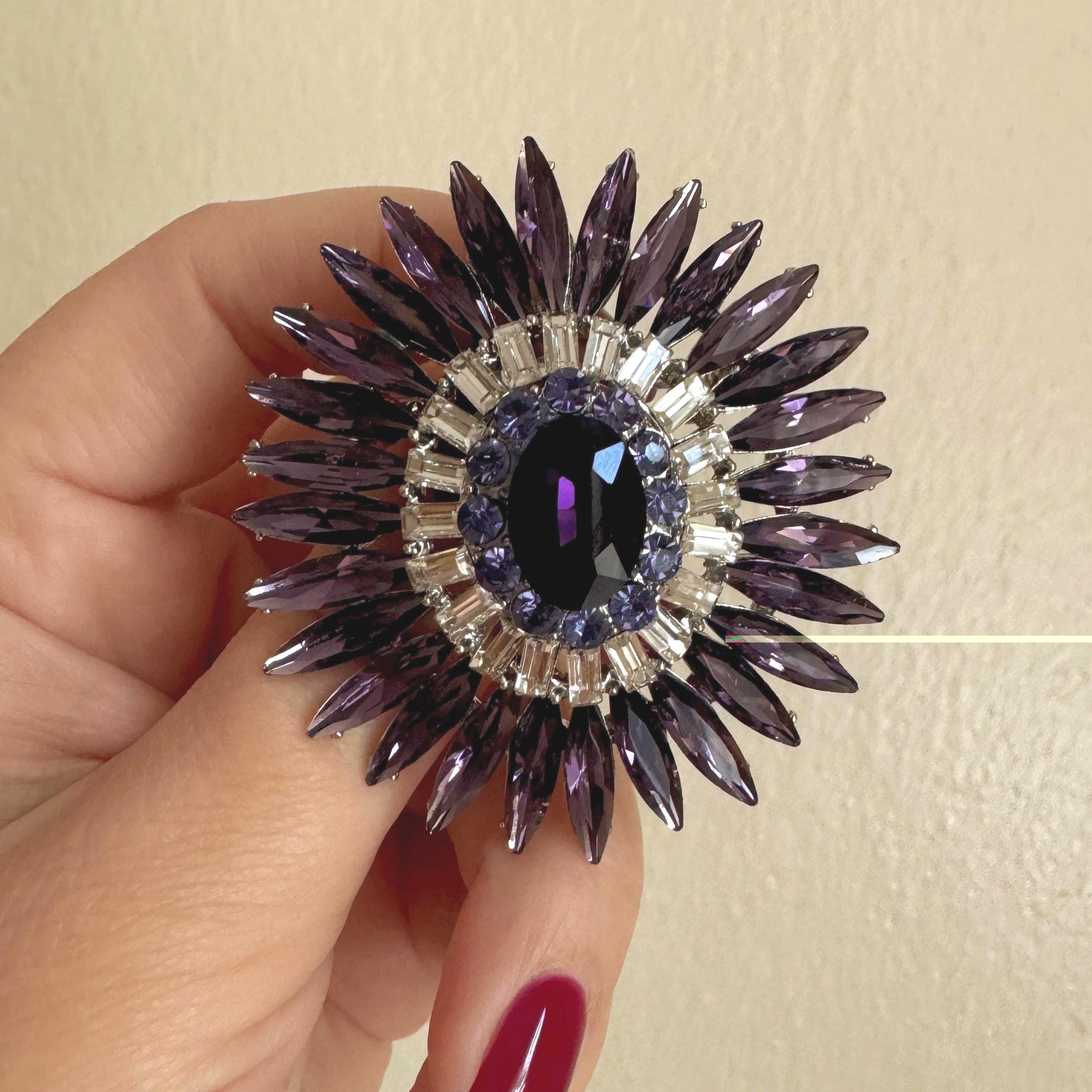 Vintage Rhinestone Brooch - Etsy Vintage Rhinestone Brooch - Etsy