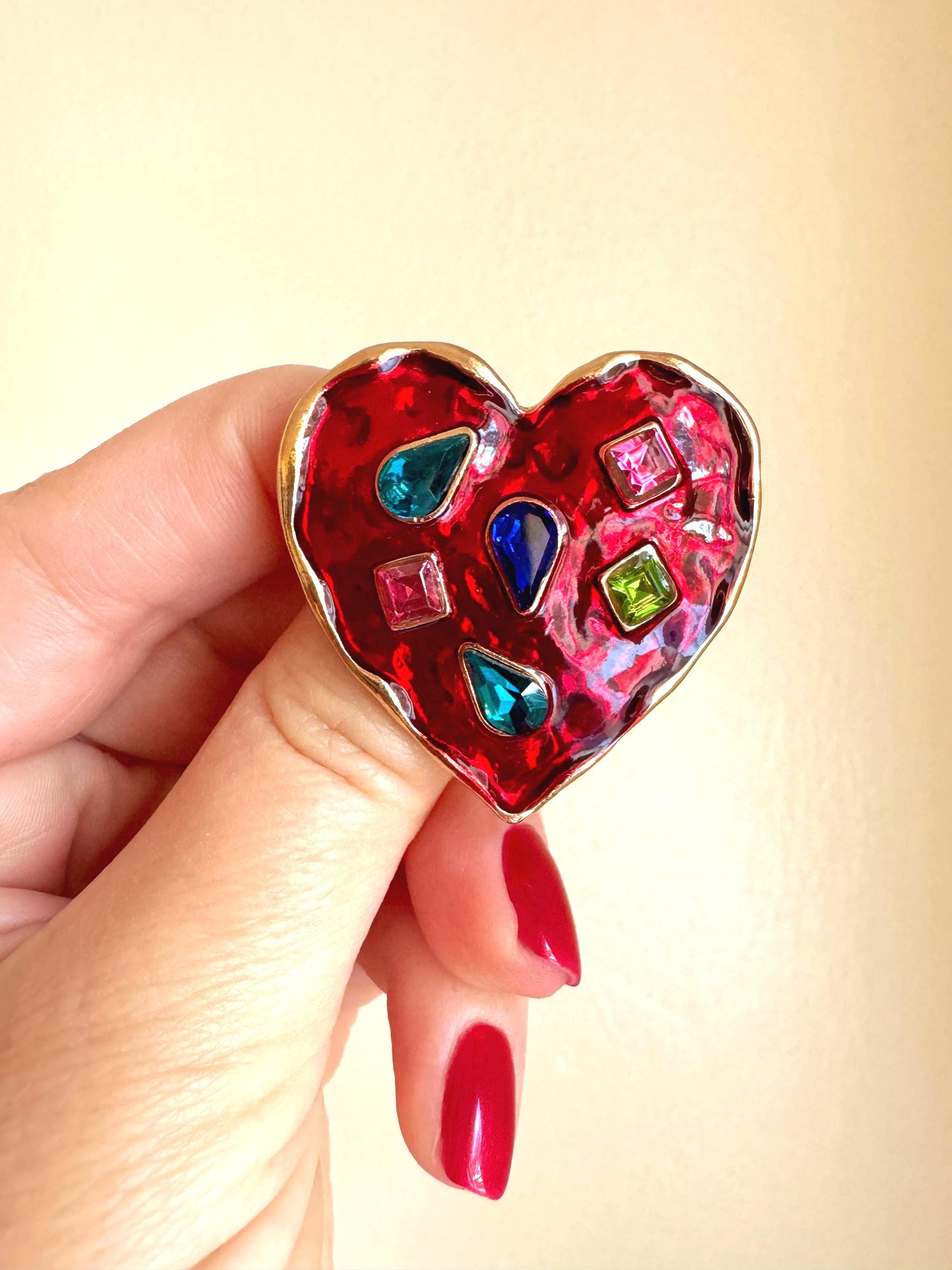 Vintage Heart Brooch - Etsy