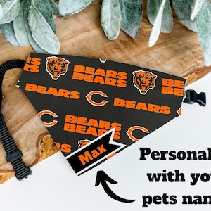 Custom Chicago Bears Dog Bandana – Over Collar NFL Pet Accessory – Cotton Sports Fan Apparel