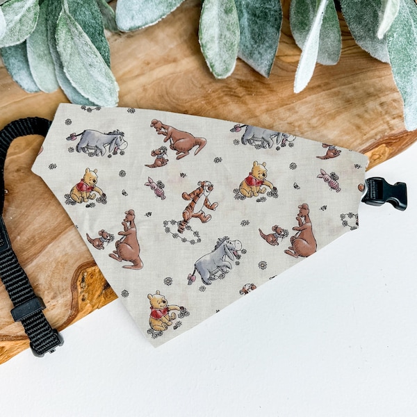 Winnie the Pooh & Friends Dog Bandana | Pooh Bear, Tigger, Piglet, Eeyore, Kanga and Roo | Winnie the Pooh Dog Scarf | Disney Dog Outfit