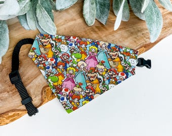 Super Mario Dog Bandana - Over The Collar Pet Scarf - Luigi, Yoshi, Princess Peach, Toad