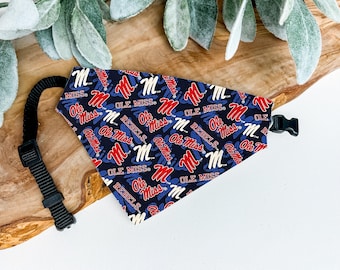 Ole Miss Rebels Dog Bandana – Over-the-Collar Cotton Pet Scarf