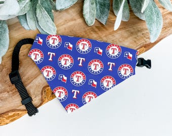 Texas Rangers Dog Bandana - Over the Collar MLB Pet Bandana for Rangers Fans - Stylish Rangers Accessory for Dogs - Rangers Dog Clothes