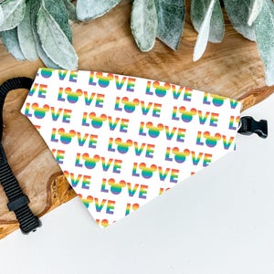 Rainbow Love Disney Dog Bandana Over the Collar LGBTQ Pride Pet Accessory Colorful Disney Cat Dog clothes Gay Pride Disney Dog Bandana