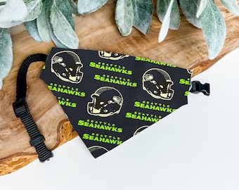 Seattle Seahawks Dog Bandana - Over the Collar NFL Pet Bandana for Seahawks Fans - Seahawks Accessory for Dogs - Seahawks Dog Clothes