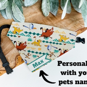 Custom Lion King Dog Bandana: Simba, Timon & Pumbaa Over-Collar Scarf With Pets Name
