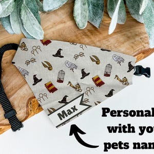 Custom Harry Potter Pet Bandana - Slip-On Collar, Magical Design With Pets Name