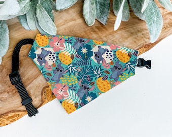 Stitch Dog Bandana | Lilo and Stitch Pet Scarf | Stitch on Hawaiian Floral Print | Hawaiian Dog Outfit | Gift for Disney Lovers | Dog Gift