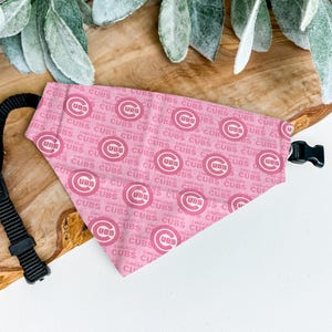 Pink Chicago Cubs Dog Bandana - Over the Collar MLB Pet Bandana for Cubs Fans - Stylish Cubs Accessory for Dogs - Cubs Dog Clothes