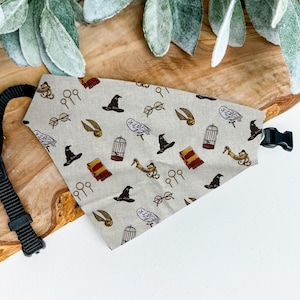 Harry Potter Dog Bandana | Hogwarts pet bandana | Hedwig, Gryffindor, Golden Snitch, Sorting Hat, Quidditch | Wizarding world Pet Bandana