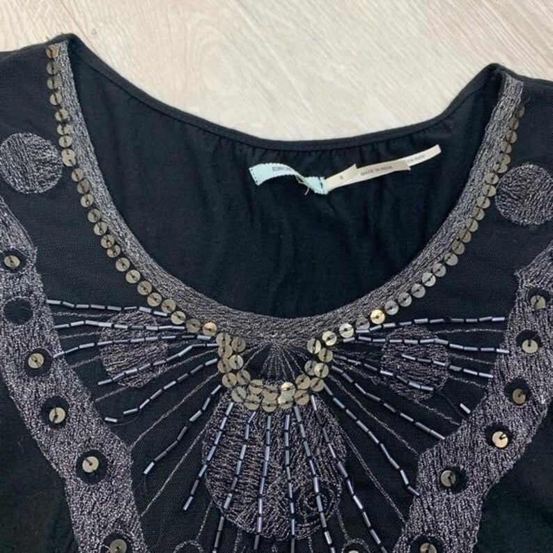 Kimchi Blue Black Embellished Beaded Sequin Boho Tank Top Small Urban Outfitters image 3