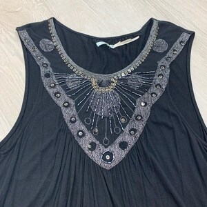 Kimchi Blue Black Embellished Beaded Sequin Boho Tank Top Small Urban Outfitters image 2
