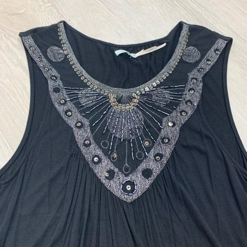 Kimchi Blue Black Embellished Beaded Sequin Boho Tank Top Small Urban Outfitters image 2