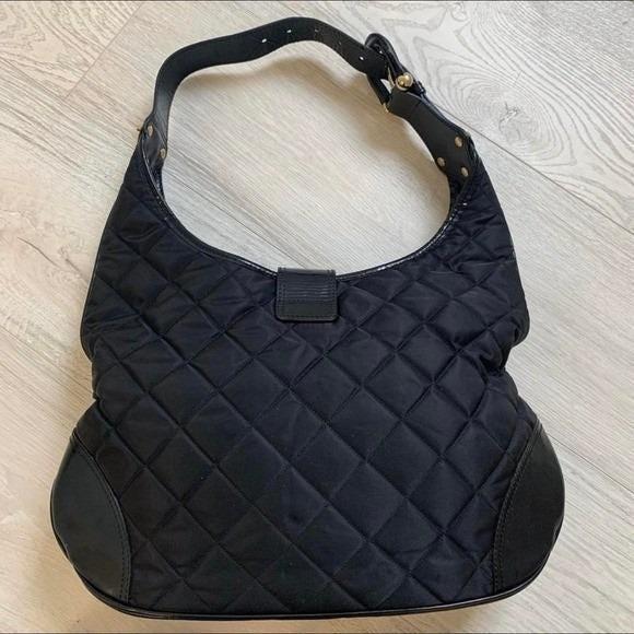 Burberry Prorsum Black Quilted Nylon Hobo Shoulder Bag Gold Hardware Padlock Burberry Prorsum Black Quilted Nylon Hobo Shoulder Bag Gold  main image 3
