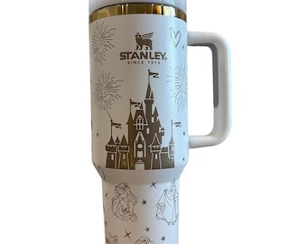 Stanley Quencher H2.0 FlowState Tumbler 40oz Disney Castle White Gold Limited