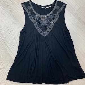 Kimchi Blue Black Embellished Beaded Sequin Boho Tank Top Small Urban Outfitters image 1