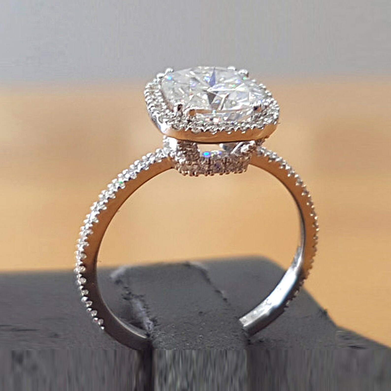 2.5 Ct Cushion Wedding Ring 10KT White Gold Engagement Ring Etsy