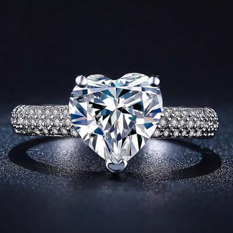 2.5 CT Heart Engagement Ring Moissanite Diamond 14KT White Etsy