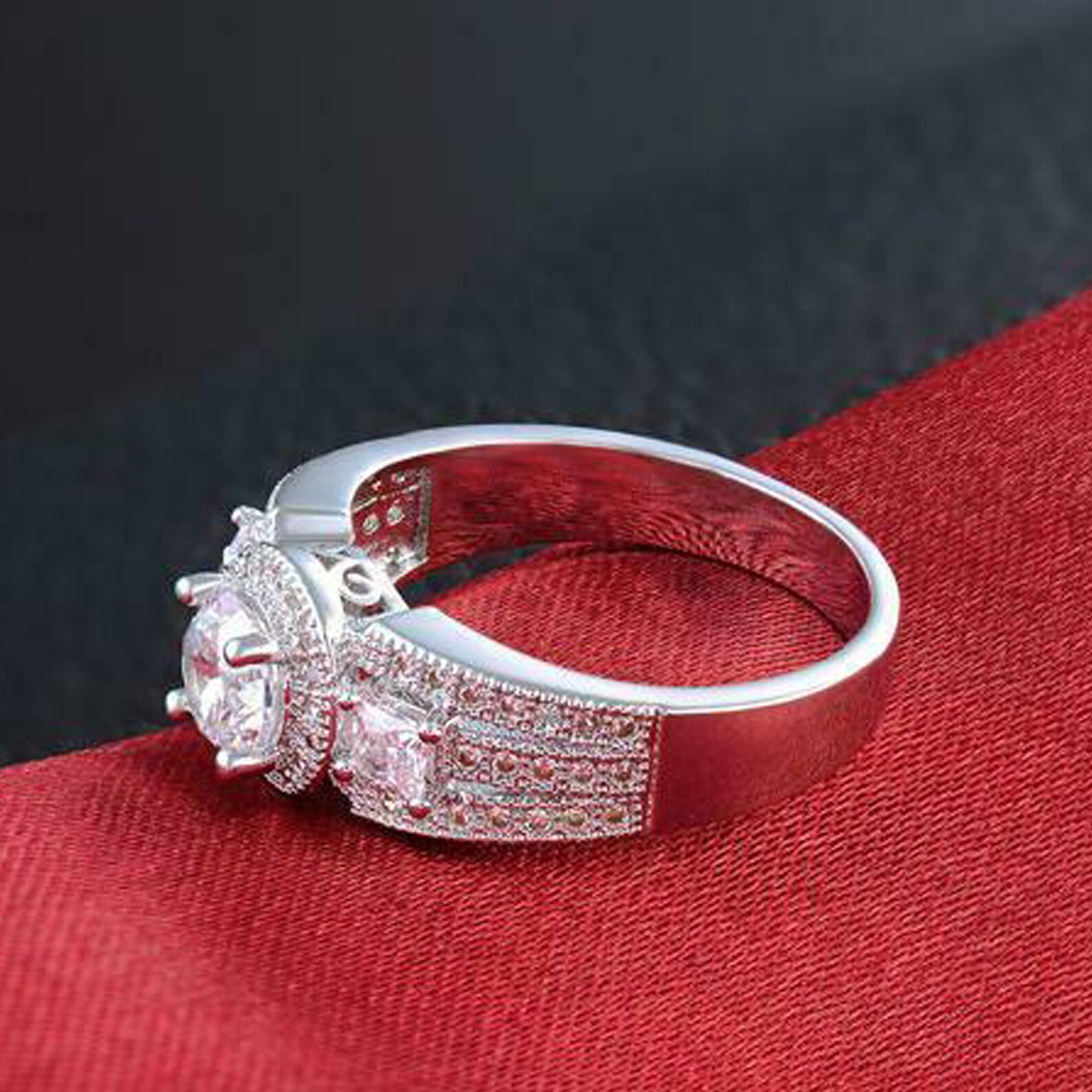 2.5 Carat Round Cut Wedding Ring 10K White Gold Moissanite Etsy