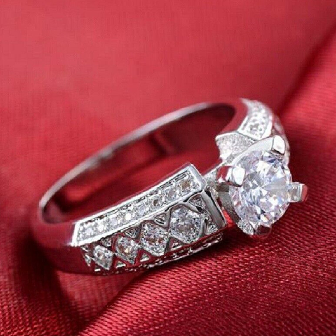 2.5 Carat Round Cut Wedding Ring 10K White Gold Moissanite Etsy