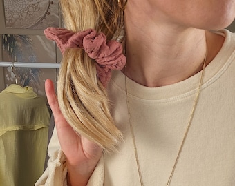 Musselin Haargummi | rosa | Musselin Haarband | Musselin Scrunchie | Haargummi Damen | 100% Baumwolle |