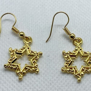 Scrolled Jewish Star earrings, Star of David earrings, Jewish star earrings