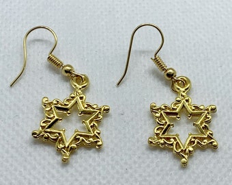 Scrolled Jewish Star earrings, Star of David earrings, Jewish star earrings