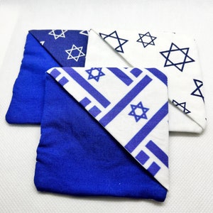 Jewish star bookmarks, Israeli flag bookmarks, fabric bookmarks, corner bookmarks