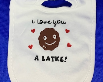Hanukkah Baby Bib, I Love You a Latke Bib, Latke Bib, Jewish Baby Gift