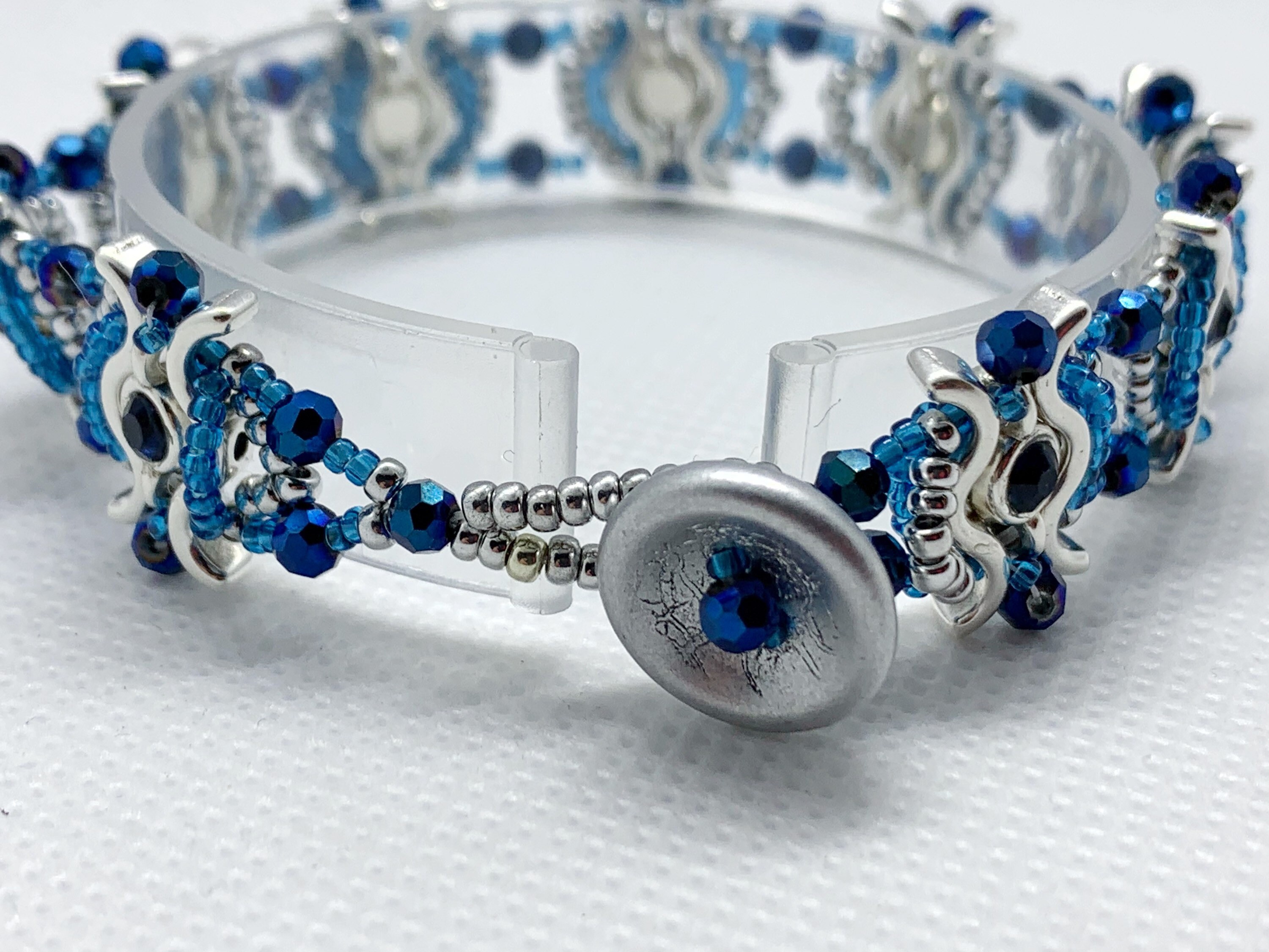 Blaues und silbernes handgewebtes Armband silberfarbenes | Etsy
