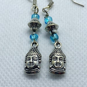 Buddha charm earrings, Buddha earrings, Spiritual earrings, Pewter Buddha earrings, Namaste earrings