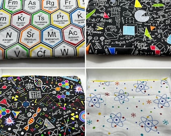 Science and math zipper bags, chemistry bag, calculus bag, Back to school bag, makeup bag, school supplies bag