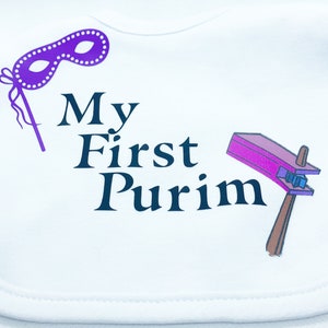 Purim baby bib, My First Purim bib, Jewish holiday bib, Grogger bib, Jewish baby bib