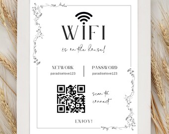 Wifi QR Code Sign, Airbnb Guest Instructions (Canva DIY Digital Download)