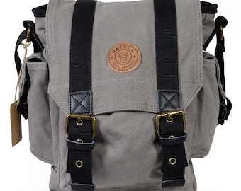 Rakuda The Messenger Canvas Shoulder Bag - Gray