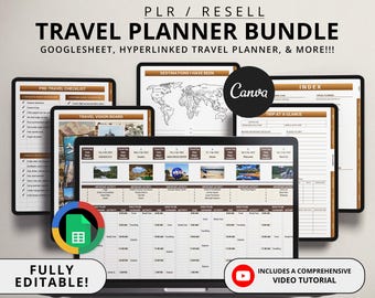 Reiseplaner Google Sheets, Wiederverkaufsrechte, Reiseplanvorlagen