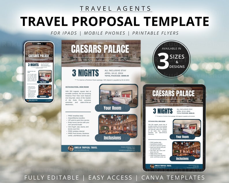 Editable Travel Agent Proposal Template, Canva DIY (digital Download