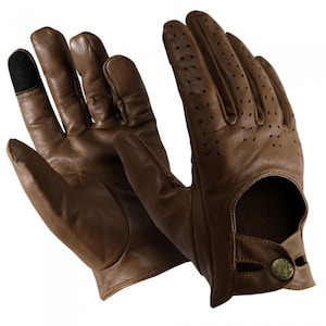 Mens Luxury Leather Driving Sports Gloves, Men Driving Leather Mechanic Safety Gloves, High Quality Touchscreen Gloves Comfortable Wear Men