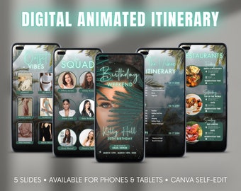 Tropical Birthday Itinerary Template, Animated Mobile Video (Canva DIY)