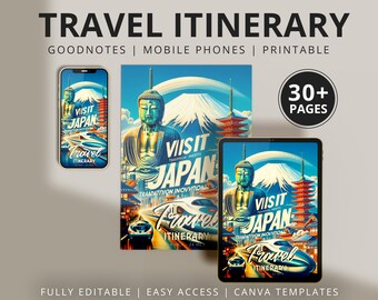 Japan Trip Planner, Editable Travel Itinerary, Canva Template (Digital Download)